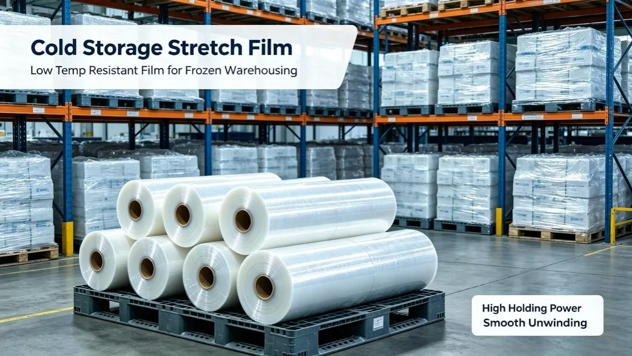 Cold temperature stretch film packaging